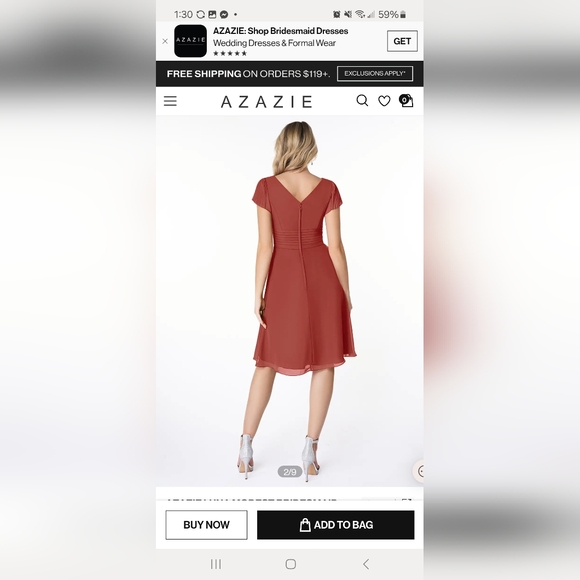 Azazie Modest Bridesmaid Dress size 18 burnt orange color - Picture 3 of 4